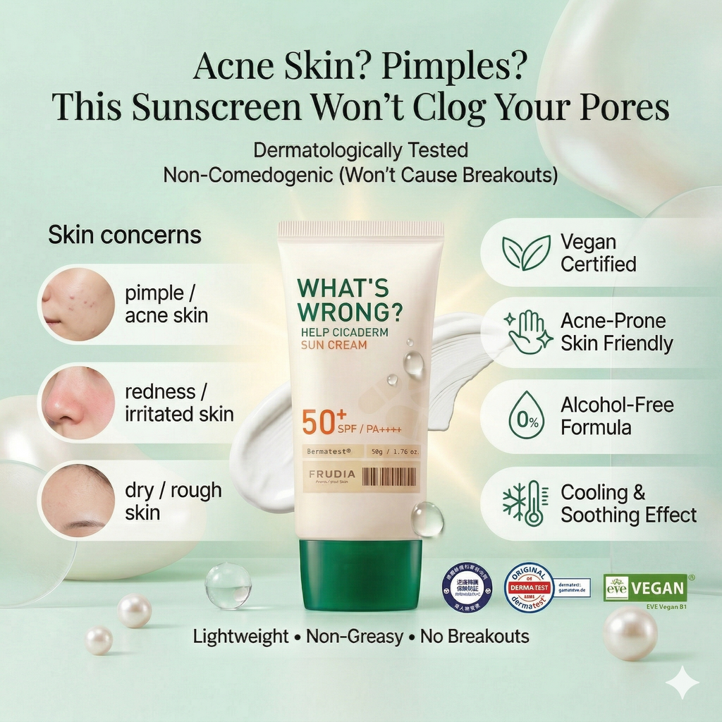 Frudia What's Wrong Help Cicaderm Sun Cream 50+ SPF / PA++++ High Protection 50g